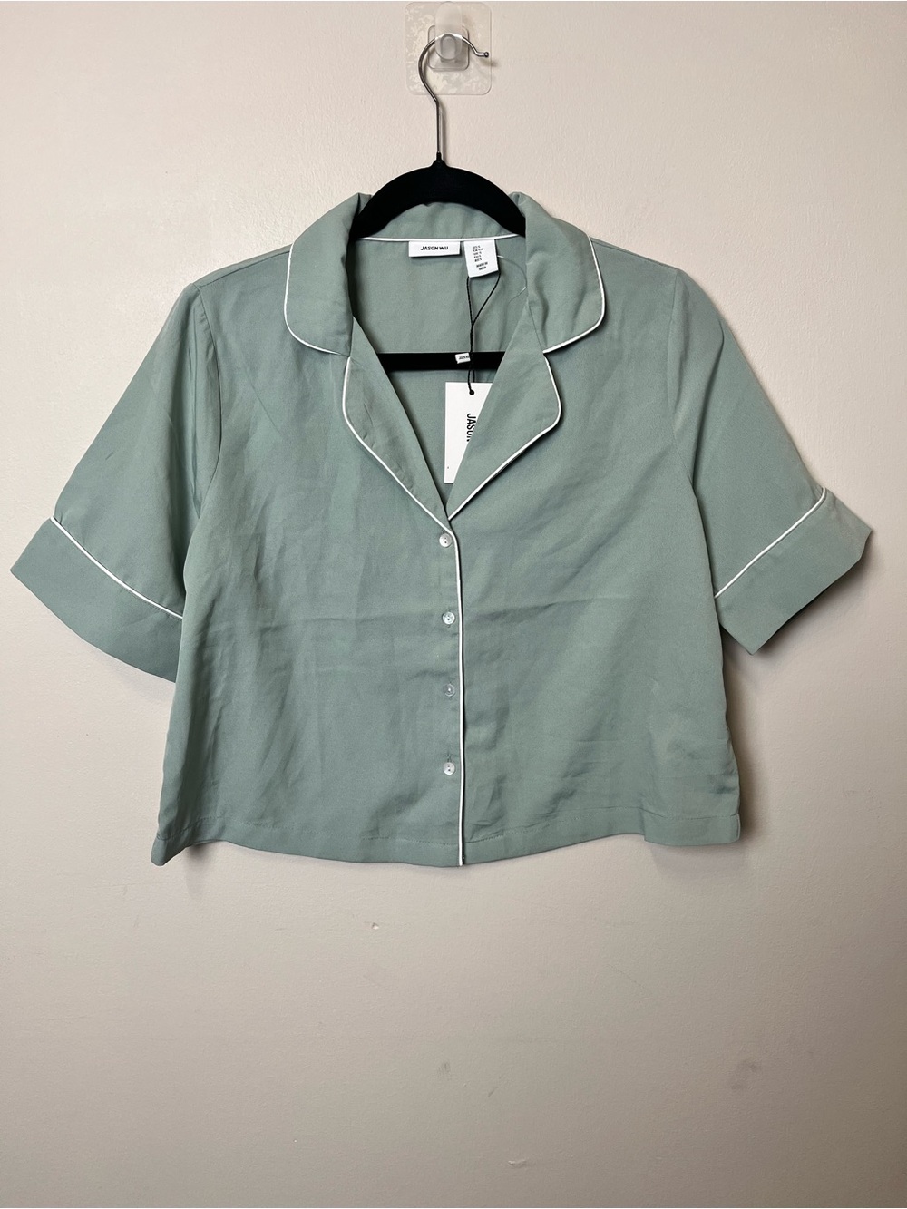 Jason Wu NWT Sage Green Short-Sleeve Button Front Pajama Top